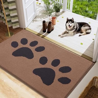 Buganda Dog Door Mat for Muddy Paws, Absorbent Dirt Trapper Washable Indoor Doormats, Non Slip Low-Profile Mud Mat for Dogs, Front Entrance Doormat for Inside Floor (48x30 Inches, Camel and Black) - Image 1