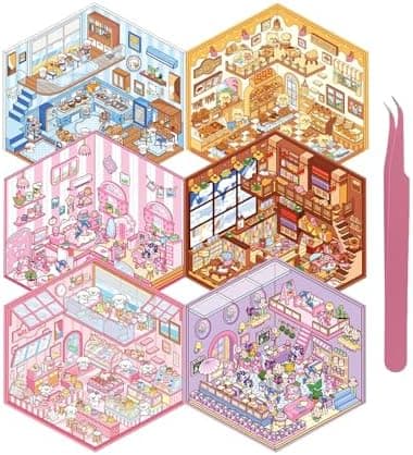 DIY 3D Sticker Scene 6 Sets of Stickers for Girls Make Your Own Mini Room Scene Stickers for Kids Cute Kawaii Sticker Therapy for Adult Relief Stress Pass The Time - Image 3