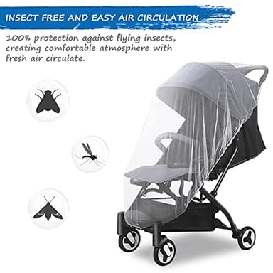 Baby Mosquito Net for Stroller, Reusable Bug Net for Stroller, Bassinets, Cradles, Playards, Pack N Plays and Portable Mini Crib, Portable & Durable Baby Insect Netting, White - Image 5