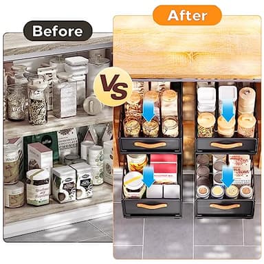 Pull out Cabinet Organizer Fixed with Adhesive Nano Film,Heavy Duty Slide out Pantry Shelves Drawer Storage,Sliding Mesh Cabinet Basket with Handle for Kitchen, Bathroom,Home, 9.8"WX 15.7"D X 6.2"H - Image 9