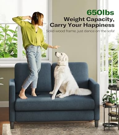 Welzona Loveseat Sofa, 51" Love Seat, Comfy Teddy Small Loveseat for Small Spaces, Tool-Free Setup Sofa Couch for Bedroom, All-Wood Couches for Living Room, No Pillow Included, Blue Grey - Image 5