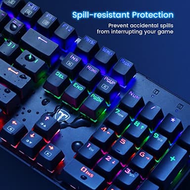 RisoPhy Mechanical Gaming Keyboard, RGB 104 Keys Ultra-Slim LED Backlit USB Wired Keyboard with Blue Switch, Durable Abs Keycaps/Anti-Ghosting/Spill-Resistant Computer Keyboard for PC Mac Xbox Gamer - Image 5