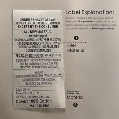 DWR Star Hotel Style Goose Feather & Down Pillow with 100% Organic Cotton Cover, Medium Support, Fluffy & Durable, King Size 20"x36", Set of 2 - Image 5