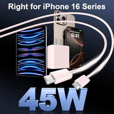 Phone 17 16 Pro Max Charger Fast Charging, 45W USB C Phone 17 16 Super Fast Charger Block with 10ft Long Type C Charging Cable Cord for i.Phone 17 Pro Max/17 Pro/17 Air/17/16/16Pro/16 ProMax /15/S25 - Image 5