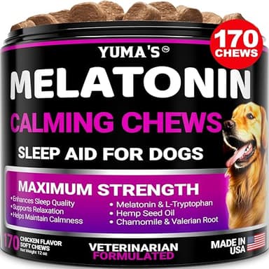Melatonin for Dogs - 170 Melatonin Chews for Small and Large Dogs - Puppy Sleep Aid - Natural Calming Treats for Stress Anxiety Relief - Canine Sleeping Pills - Thunder, Fireworks, Chewing, Barking - Image 1