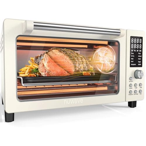 Nuwave Bravo Pro Smart Air Fryer Toaster Oven Combo, Airfryer Convection Oven Countertop, 10-in-1 Functions with Quicker & Even Crisp Technology, 1800W, 50-450°F, PFAS-Free, 21QT, Vanilla Cream - Image 1