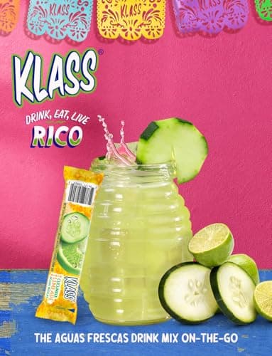 Klass Aguas Frescas | Drink Mix Variety Pack | Cucumber Limeade , Strawberry Watermelon , Hibiscus Berries & Pineapple Tangerine | Sugar Free On-The-Go Packets (44 Count Powder Stick Packs) Shake it up! - Image 4
