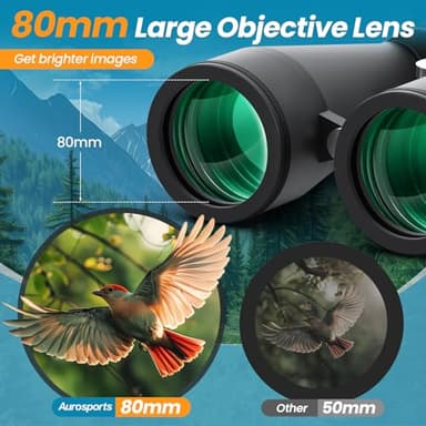 20x80 Binoculars for Adults High Powered - Aurosports 80mm Large Aperture Binocular with Clear Low Light Vision - Long Range Binoculars for Bird Watching Stargazing Hunting Outdoor - Image 3