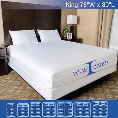 King Size Mattress Protector Bed Bug Waterproof Zippered Cover - Hypoallergenic Premium Quality Encasement Protects Against Liquids, Dust - Breathable, Noiseless White - Image 2