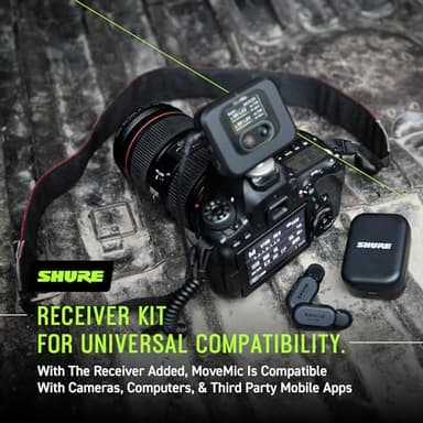 Shure MoveMic Two Kit - Pro Wireless Lavalier Microphones with Camera Receiver for DSLRs, iPhone, Android, Mac & PC, 2 Bluetooth Mini Mics, 24 Hours Charge, IPX4, Portable Clip Lavs (MV-Two-KIT-Z7) - Image 9