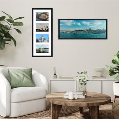 EYMPEU 4x6 Four Opening Picture Frame with Mat or 8x20 Frame without Mat, Black 4 Pciture Frame Collage for 4 x 6 Photo, Horizontal or Vertical Display for Wall, Black 4 Opening 1 Pack - Image 7