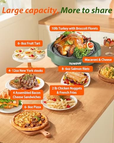 Nuwave Oven Pro Plus Air Fryer, Infra-Red Countertop, 2025 Advanced Convection, No Defrosting or Preheating, Cook Fresh or Frozen, Durable Power Dome, 100 Presets & 50 Memory, PFAS Free, Wild Olive - Image 2