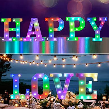 Pooqla Colorful LED marquee letter lights with Remote – light Up Signs – Party Bar Decorations for The Home - Multicolor A - Image 2
