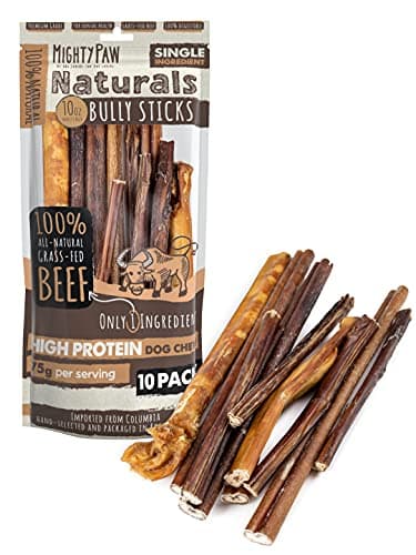 Mighty Paw Naturals Variety Pack Bully Sticks for Dogs - Grass Fed Beef Chews. Dog Bully Sticks for Large Pets, Medium and Small Breeds. Lower Odor Treats for Small Pets. Single Ingredient - Image 1
