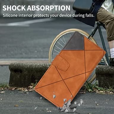 UEEBAI Wallet Case for Samsung Galaxy S22 Ultra 5G, Vintage Premium PU Leather Cover Flip Case with Card Slots Magnetic Closure Zipper Pocket Kickstand Handbag with Hand Strap - Brown - Image 7