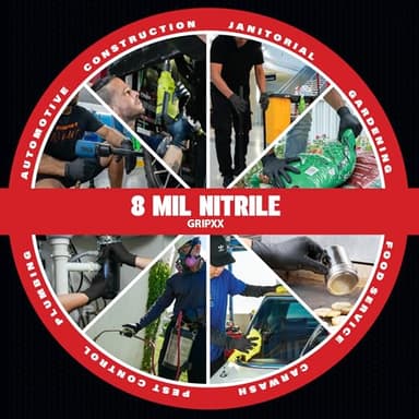 GRIPXX Herkules Grip Heavy Duty 8Mil Black Nitrile Gloves,3D Raised Diamond Texture-Latex & Powder-Free Industrial, Mechanic (200, Large) - Image 8