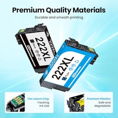 222XL High-Capacity Black & Standard Color Remanufactured for Epson 222XL Ink Cartridges Combo Pack 222 Ink Work for Workforce WF-2960 Expression XP-5200 Printer (5 Pack) - Image 4