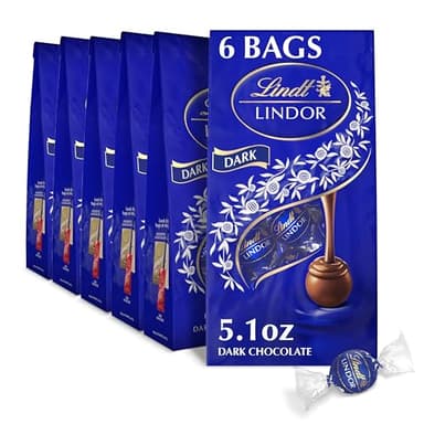 Lindt LINDOR Dark Chocolate Truffles, Dark Chocolate Candy with Smooth, Melting Truffle Center, Great for Gift Giving, 5.1 oz. Bag (6 Pack) - Image 1