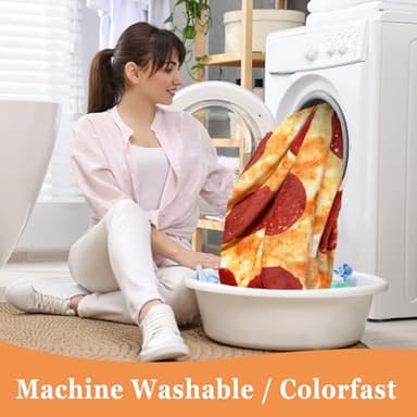 Bcareself Pizzas Blanket Adult Kdis Size 71 inches 2.0 Double Sided Funny Realistic Food Personalized Throw Blanket Novelty Gift for Everyone Soft Pepperoni Pizzas Blanket Soft Flannel - Image 6