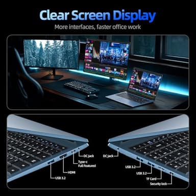 Naclud Laptops, 15.6 Inch Laptop Computer, 12GB DDR4 512GB SSD with Celeron N5095A Processor, FHD 1920x1080 Win 11 Notebook, 52WH Battery, 180° Viewing, Type-C, HDMI, USB 3.2, 5G WiFi, BT5.0(Gray) - Image 8