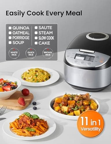 COMFEE' Rice Cooker 12 Cups Cooked/6 Cups Uncooked, Portable Non-Stick Japanese Rice Maker with Fuzzy Logic Technology, 24-Hour Timer Delay, 11 Presets, Steamer, Fast Grain Cooker, Black - Image 2