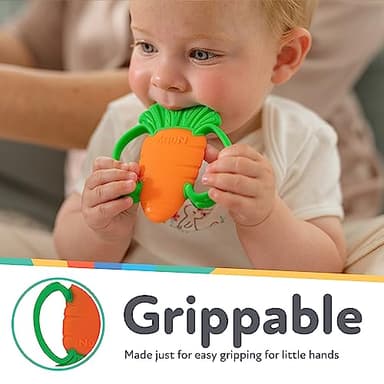 Nuby Veggie Teether for Teething Relief - Soft Baby Teething Toy for 3+ Months - Carrot - Image 3