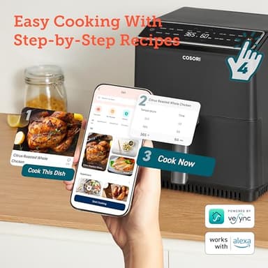 COSORI 6.8Qt Air Fryer, 12-in-1 Dual Blaze for 360° Crispy Meals, No Shaking & Preheating to Fast Cooking with Bake, Roast, Broil, 100+In-App Recipes, Dishwasher Safe - Image 7