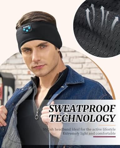 Sleep Headphones for Sleeping, Bluetooth Wireless Sports Headband, Cozy Lightweight Headband Headphones Hi-Fi Stereo Ergonomic ASMR Sleep Headphone Cool Gadget Gift for Women Men - Image 2