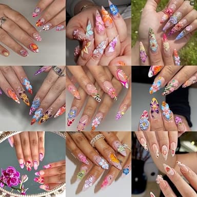 SHUXILIN 60PCS Flower Nail Art Charms 3D Hawaii Flowers Nail Rhinestones Hibiscus Floral Nail Gems Colorful Flower Nail Diamonds Summer Nail Jewelry Tiny Flowers Nail Design for Women Nail Supplies - Image 2