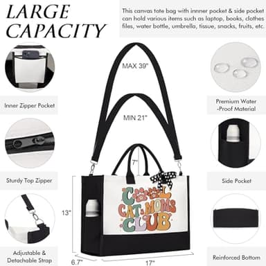 MAYICIVO Cat Lover Gifts for Women, Cat Mom Gifts for Women Mothers Day Birthday Gift for Friends w/Canvas Tote Bag & Makeup Bag - Image 3