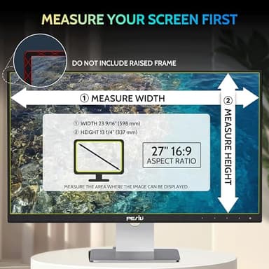 [2-Pack] 27 Inch Privacy Screen for Computer Monitor 16:9 Aspect Ratio, Eye Protection Anti Blue Light Glare Shield, 27inch Removable Black Blackout Anti Spy Desktop Security Private Filter - Image 2