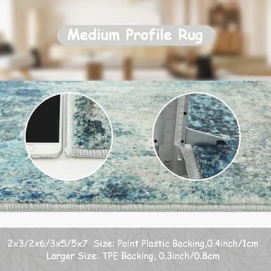 Lahome Modern Abstract 8x10 Area Rugs for Living Room, Washable Accent Rugs for Bedroom Stain Resistant Non Slip, Large Soft Indoor Carpet for Dining Room Table Home Office Decor, Blue/Grey - Image 5