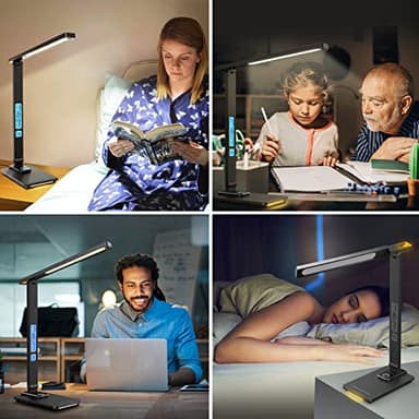 LED Desk Lamp with Wireless Charger: Desk Lamps for Home Office Bedroom, 5 Color Modes & Brightness Dimmable, 2 Night Light - Image 9