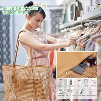 KALIDI Reusable Grocery bag, 2 Packs Large Tote Bag 15"X16" Durable Mesh Foldable Daily Utility Shopping Laundry BAG - Image 3