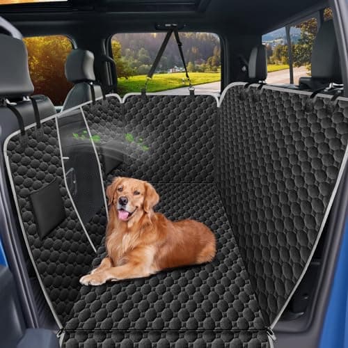 Mancro Floor Dog Hammock for Truck with Flip Up Rear Seats, Waterproof Truck Dog Seat Cover Back Seat with Mesh Window, Compatible with F150, Chevy Silverado & RAM, Black - Image 1