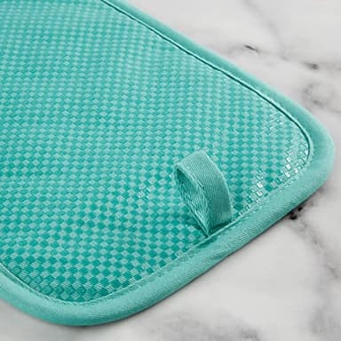 KitchenAid Gingham Pot Holder 2-Pack Set, Aqua Sky, 7"x10" - Image 4