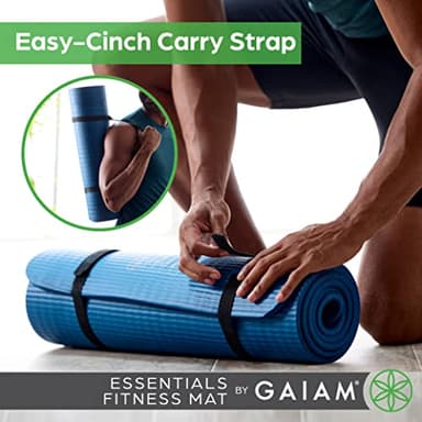 Gaiam Essentials Thick Yoga Mat Fitness & Exercise Mat with Easy-Cinch Carrier Strap, Purple, 72"L X 24"W X 2/5 Inch Thick, 10mm - Image 4