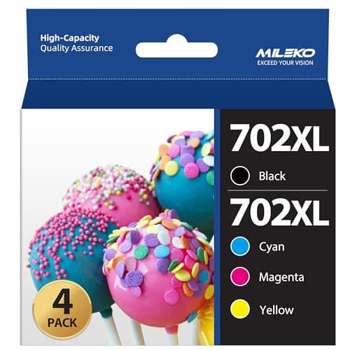 MILEKO 702XL Ink Cartridges Remanufactured Replacement for Epson 702XL 702 702 XL T702XL use with Workforce Pro WF-3720 WF-3730 WF-3733 Printer (1 Black 1 Cyan 1 Magenta 1 Yellow,4 Pack High Yield) - Image 1