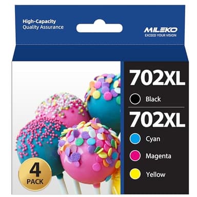 MILEKO 702XL Ink Cartridges Remanufactured Replacement for Epson 702XL 702 702 XL T702XL use with Workforce Pro WF-3720 WF-3730 WF-3733 Printer (1 Black 1 Cyan 1 Magenta 1 Yellow,4 Pack High Yield) - Image 1