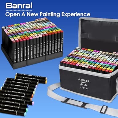Banral 180 Colors Alcohol Markers Set, Dual Tip Alcohol Based Art Marker for Artists Kids Adult Coloring, Permanent Illustration Sketch Pens for Drawing with Case and Holders - Image 7