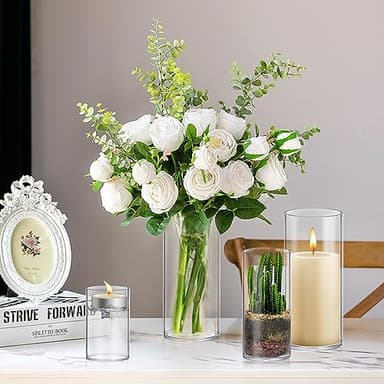 48 Pack Glass Cylinder Vases 4,6,8,10 Inch Tall Clear Flower Vase Hurricane Floating Candle Holder for Table Centerpiece Wedding Home Decor - Image 7