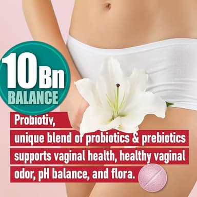 Chewable Vaginal Probiotics for Women 10 Billion CFU + Organic Prebiotics — Supports Vaginal Health, Maintains Vaginal pH Balance & Promotes Feminine Freshness, Strawberry-Flavored Tablets - Image 2