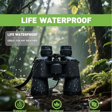 20x50 Binoculars for Adults,Compact Binocular High Power Easy Focus with Low Light Vision,Waterproof Binoculars for Bird Watching,Performances,Hunting,Sports Games,Travel with Carrying Bag - Image 6