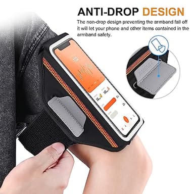 Phone Armband for Running 3D Design Cell Phone Armband with Zipper Pocket for Earbuds Car Keys, Water Resistant Sport Arm Band for iPhone 14 13 12 11 Pro Galaxy S20 S30 Fit Up to 6.9'' with Phone Case - Image 4
