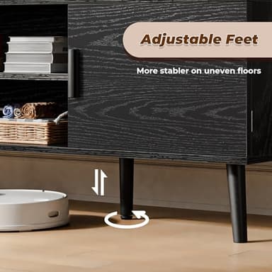SUPERJARE TV Stand for 55 Inch TV, Entertainment Center with Adjustable Shelf, 2 Cabinets, TV Console Table, Media Console, Solid Wood Feet, Cord Holes, for Living Room, Bedroom, Black - Image 8