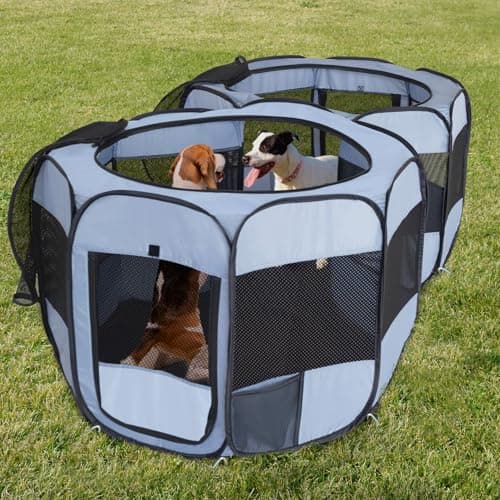 2-in-1 XLarge Pop Up Dog Playpen, Cat Puppy Pet Playpen, Indoor Outdoor Cats Enclosed, Cat Tent Crate Cage Kennel, Portable Playpen for Kitten and Small Animals(No Divider, Unified Space) - Image 1