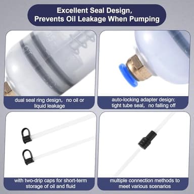 Noawack Fluid Extractor Pump, Manual Oil Extractor for Cars, ATVs & Lawn Mowers - Oil Transfer Pump with Flexible Hoses, Brake/Transmission Fluid Extractor, Oil Change Tools 7 oz (200 ml) - Image 4