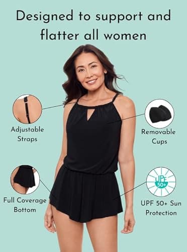 Aqua Green Women's Standard Keyhole Blouson Romper, Lagoon - Image 4