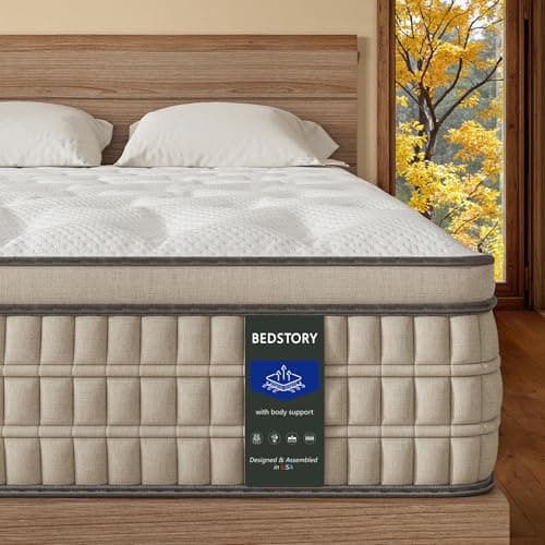 BedStory Firm King Mattress 12 inch - Pain-Relieving Hybrid Mattress for Extra Lumbar & Hip Support - No Sagging Bed in a Box - 365-Night Trial - No Odor, Fiberglass-Free, CertiPUR-US Certified - Image 1