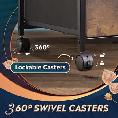 DEVAISE 2 Drawer Mobile File Cabinet, Rolling Printer Stand with Open Storage Shelf, Fabric Vertical Filing Cabinet fits A4 or Letter Size for Home Office, Rustic Brown Wood Grain Print - Image 6